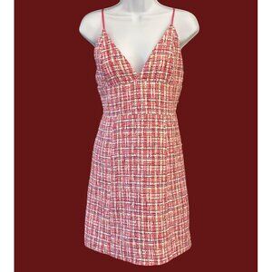 House Of Harlow 1960 Pink Tweed Plaid Mini Dress Preppy Y2K Old Money Style Sz M